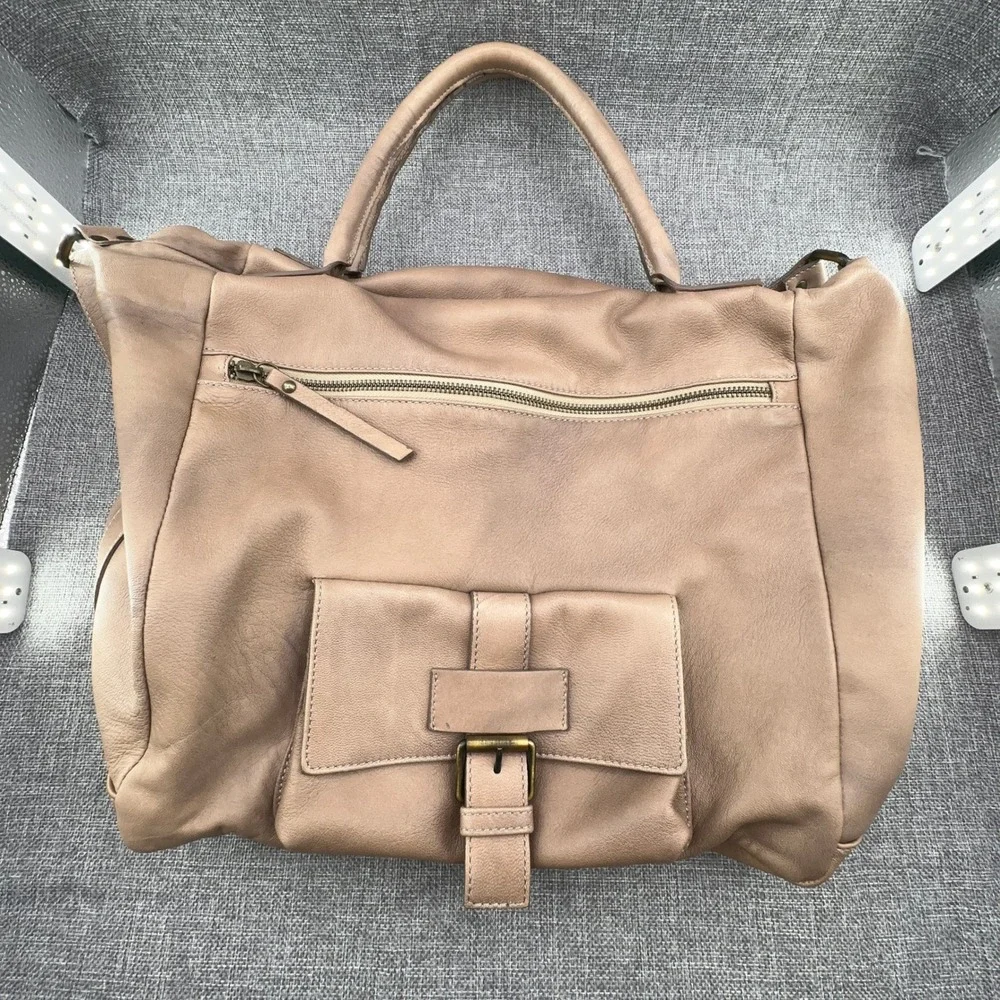 Gianni Notaro Bag Large Nude Leather Hobo Crossbody Shoulder Purse Made in Italy